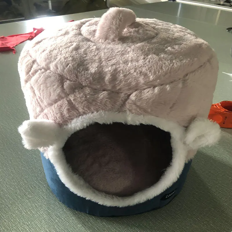 Pet Cat Plush Cozy Bed's dog Kennel Puppy Little Hiding Houses Hut Nest Covered January for Small Kitten Cushion Mat Products