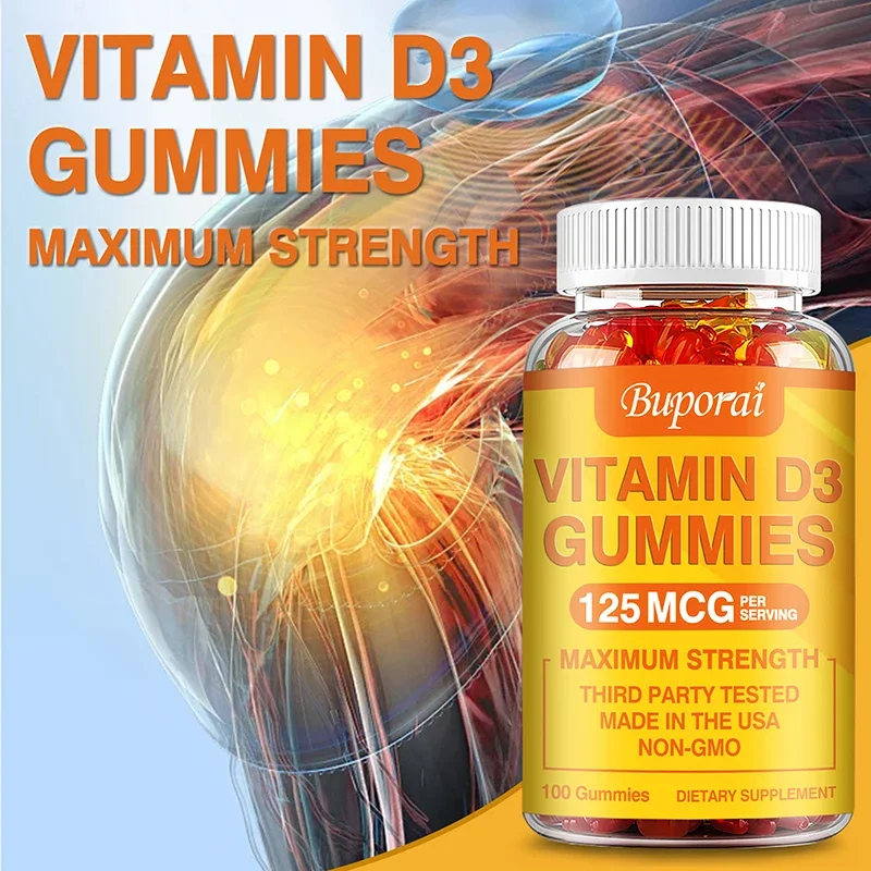 Vitamin D3 Gummies - Support Brain Heart Joint Bone Skin Hair Nail Health Antioxidant Support Immunity Boost