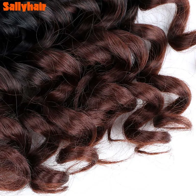 Sallyhair 여성용 워터 웨이브 합성 크로셰 헤어, 옴브레 하와이 아프로 컬 브레이딩 헤어 익스텐션, 오션 웨이브 헤어, 12 인치