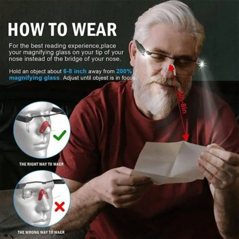 Blue Light Blocking GlassesLED Light USB Rechargeable Magnifier Glasses Nighttime Reader Smart Eyewear Optical Spectacle Eyeglas