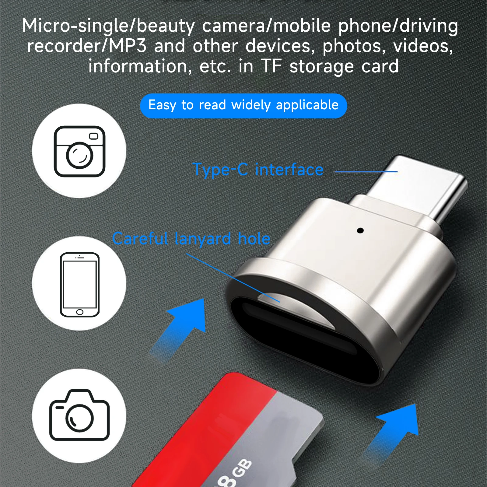 Mini Type-C USB 3.0 إلى SD Micro SD TF قارئ بطاقات بطاقة الذاكرة لقارئ بطاقات الألومنيوم Samsung Huawei Xiaomi