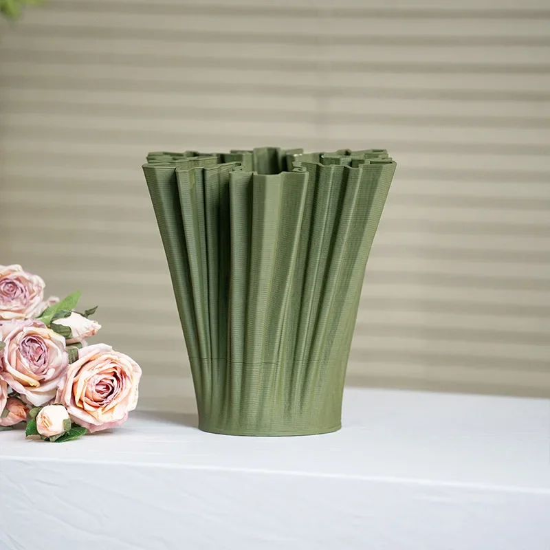 Ceramic Vase Three-dimensional Pleats Twisted Flowerpot Flower Arrangement Accessories Geometric Ceramic Handicrafts