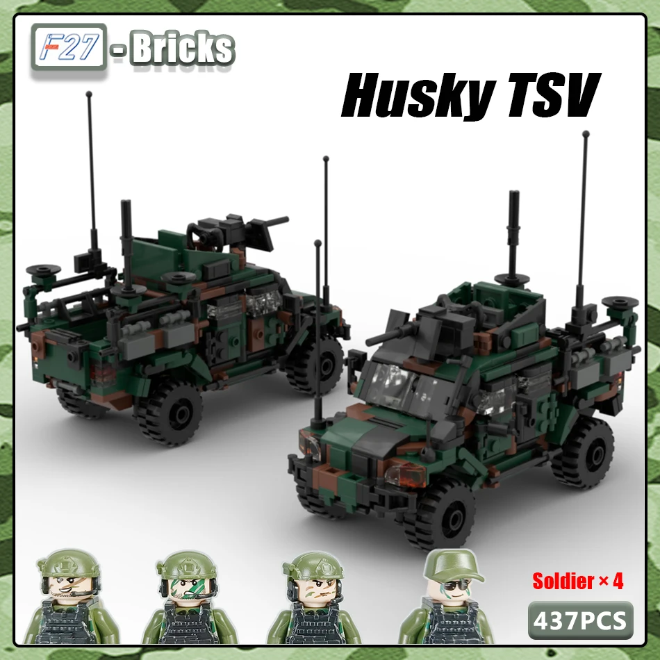 MOC Military Series Build Block British Army Husky Tactical Support Vehicle Blocks Model Bricks Toy Kit Children Toy Gifts