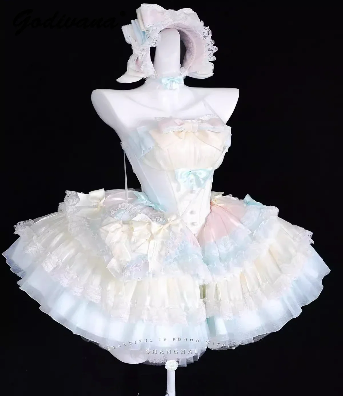 

Весна и лето 2024, милое кружевное тонкое платье принцессы без бретелек с бантом, короткие платья в стиле Лолиты, женское милое розовое, синее платье-топ без бретелек