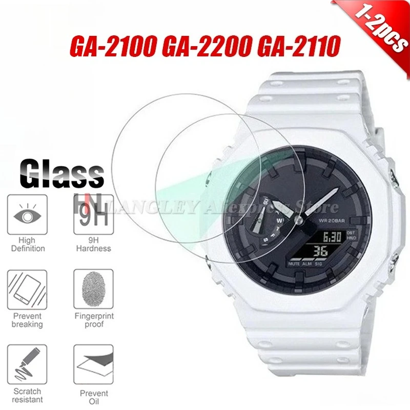 2 Stück 9H gehärtetes Glas für Casio für GA-2100 GA-2110 GA-2200 Displayschutzfolie kratzfest Uhrenzubehör