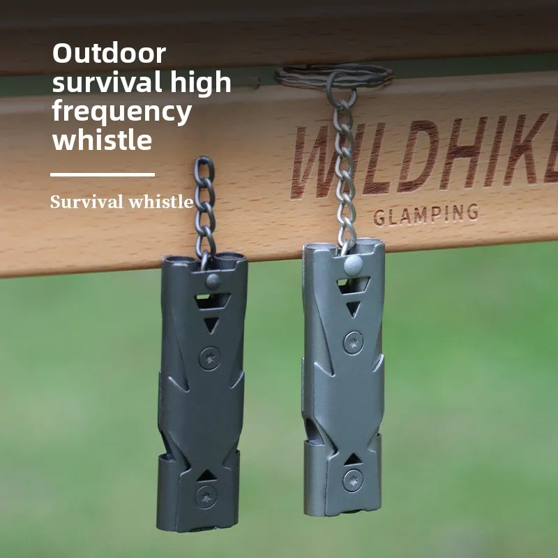 

Dual Tube Survival Whistle, Stainless Steel Emergency Rescue Whistle, Loud High Frequency Signal Whistle for Outdoor Camping