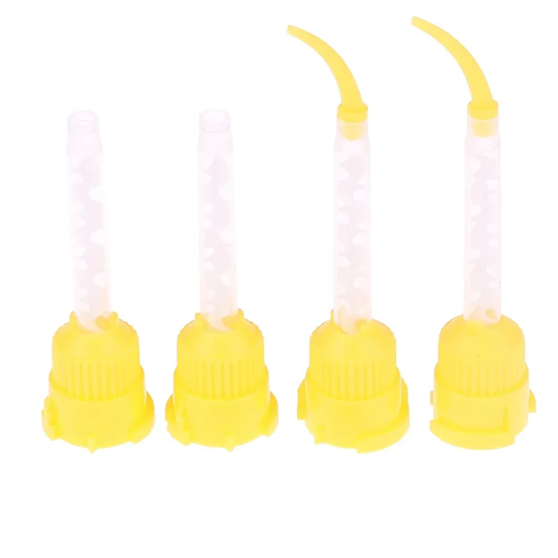50Pcs Dental Mixing Tips Yellow Disposable Silicone Rubber Mixing Head Dentistry Impression Materials Nozzles Mixing Tubes