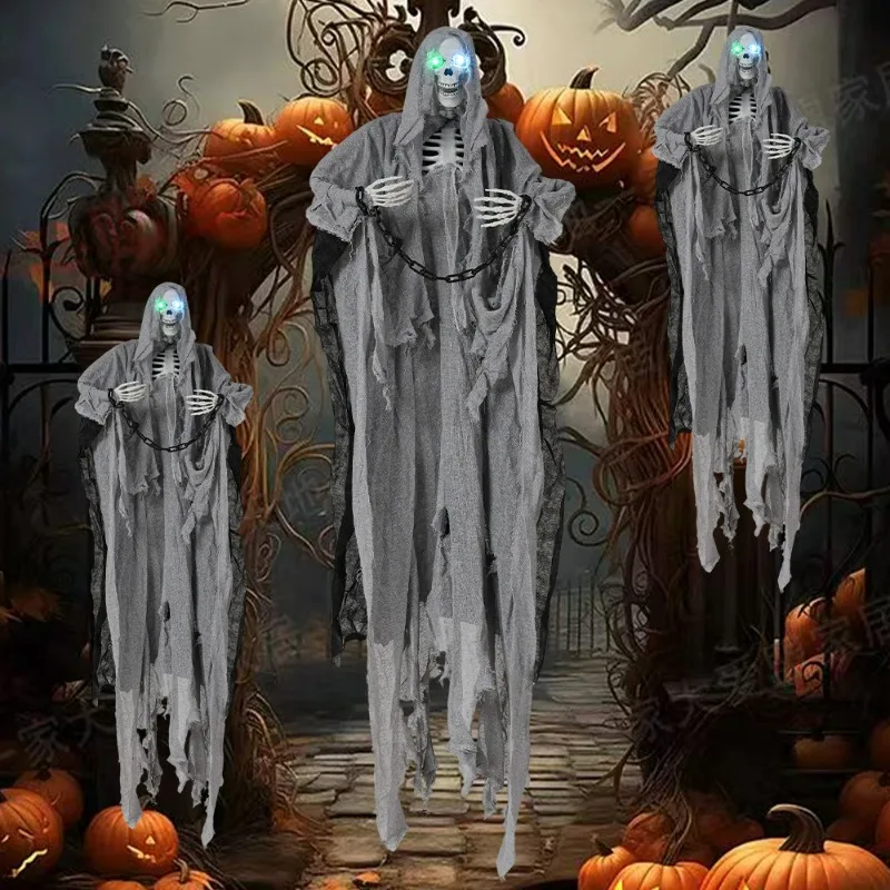 Halloween Hanging Ghost Luminous Chain Hanging Ghost Room Escape Haunted House Bar Horror Scene Scary Decorative Props
