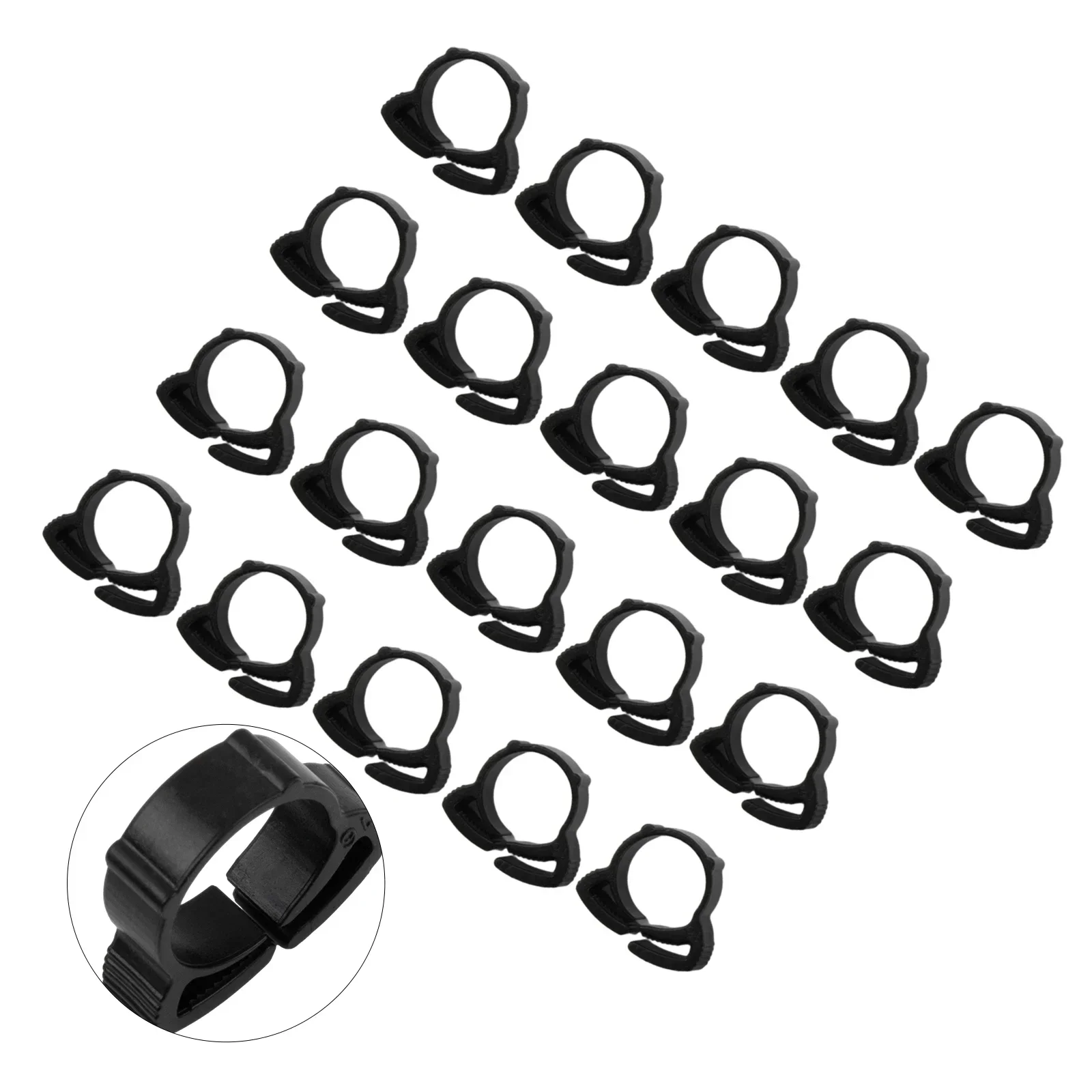 20pcs Ratchet Clip Kit Plastic Nylon Snap For Plastic Ratchet Clamp Irrigation Garden Hose Pipe Black Irrigation Pipes Clamps