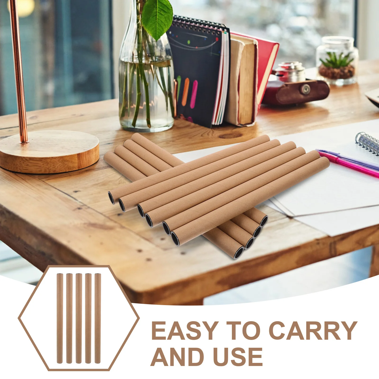 10pcs Brown Cardboard Tubes Poster Storage For Artwork Drawing Mailing Paper Poster Tube Reusable Drafting Tube
