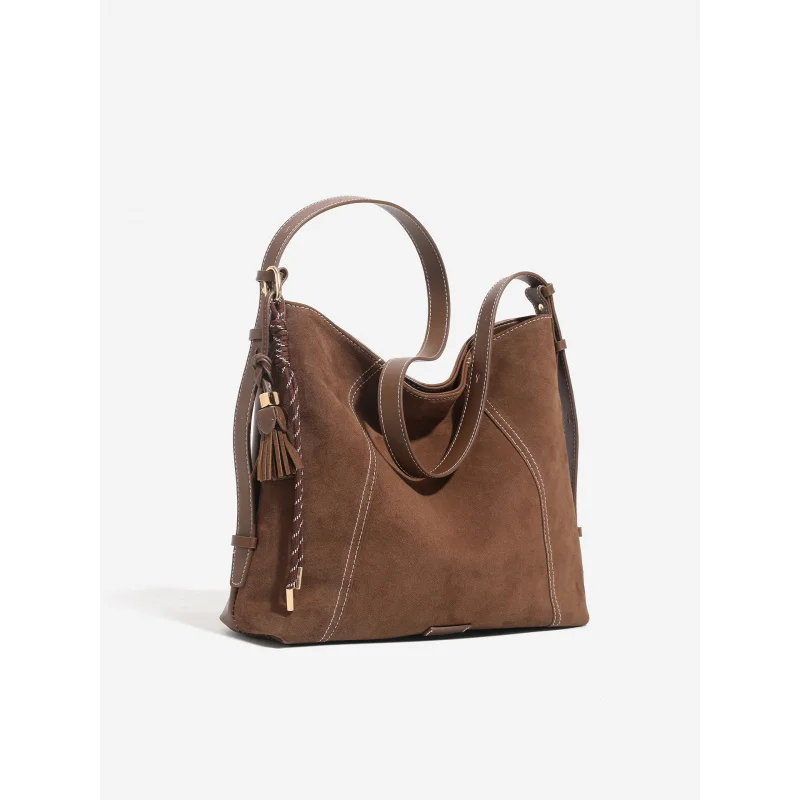 

Large Capacity No Hanging Accessories Lazy Retro Faux Suede WanderinghoboTote Bag2025New style relaxed single-shoulder crossbody