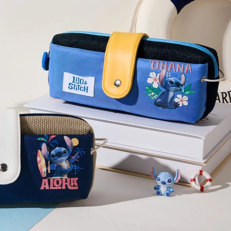 2 unids/lote Kawaii Disney Stitch estuche para lápices caja de lápices bonita papelería bolsa para bolígrafos papelería suministros escolares
