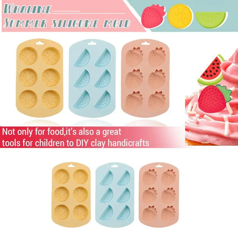 Easy Release Fondant Chocolate Gummy Pudding Molds Watermelon Strawberry Lemon Shaped Silicone Mold DIY Flexible