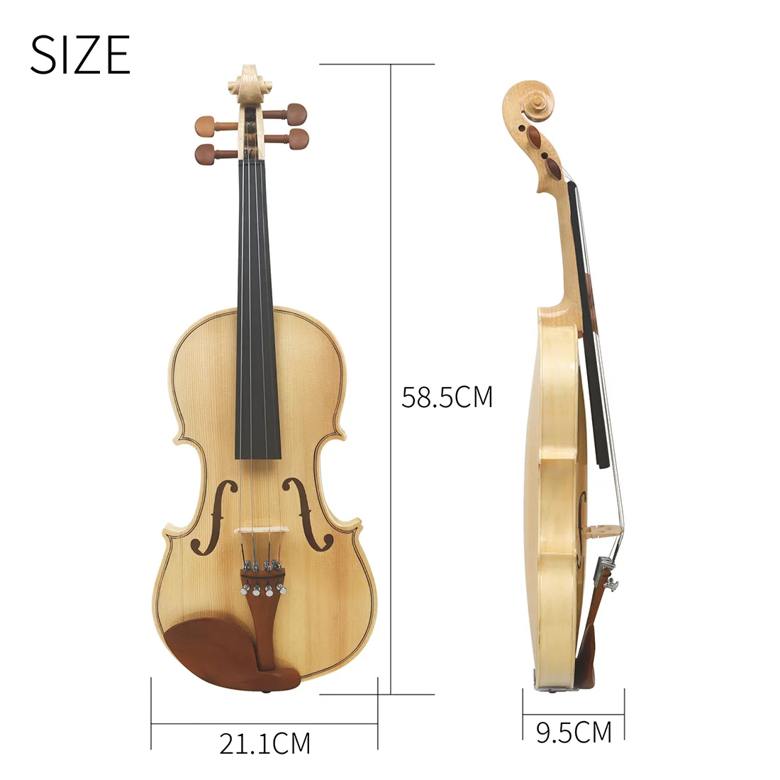 4/4 Hand-Patterned Tiger Violin Spruce Solid Wood Instrument for Students Children & Adults Learning to Play