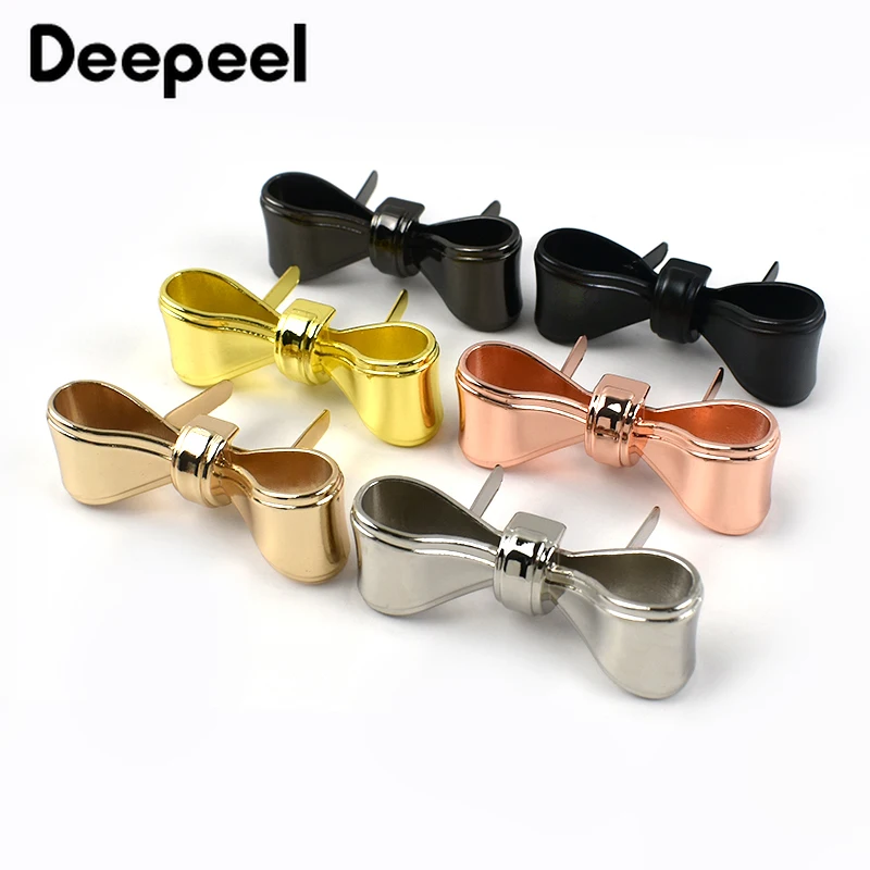4/10Pcs Deepeel Metal Bowknot Buckle 47x17mm Handbag Label Pin Clasp Bag Side Clip Hook Clothes Decor Buckles DIY Accessories