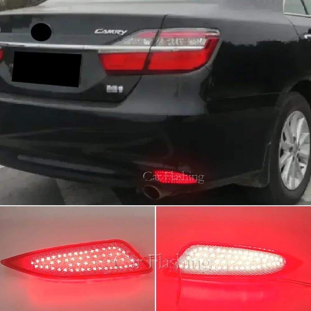 

New！ 2PCS Car LED Bulbs Rear Brake Light Bumper Reflector Stop Turn signal Lamp Tail Light For Toyota Camry 2015 2016