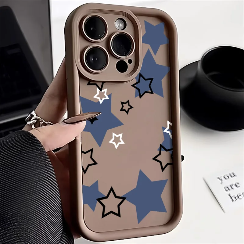 Cute Star Phone Case For iPhone 13 Case iPhone 11 15 17 12 14 16 Pro Max 7 8 Plus 16e XR SE Shockproof Silicone Cover Soft Funda
