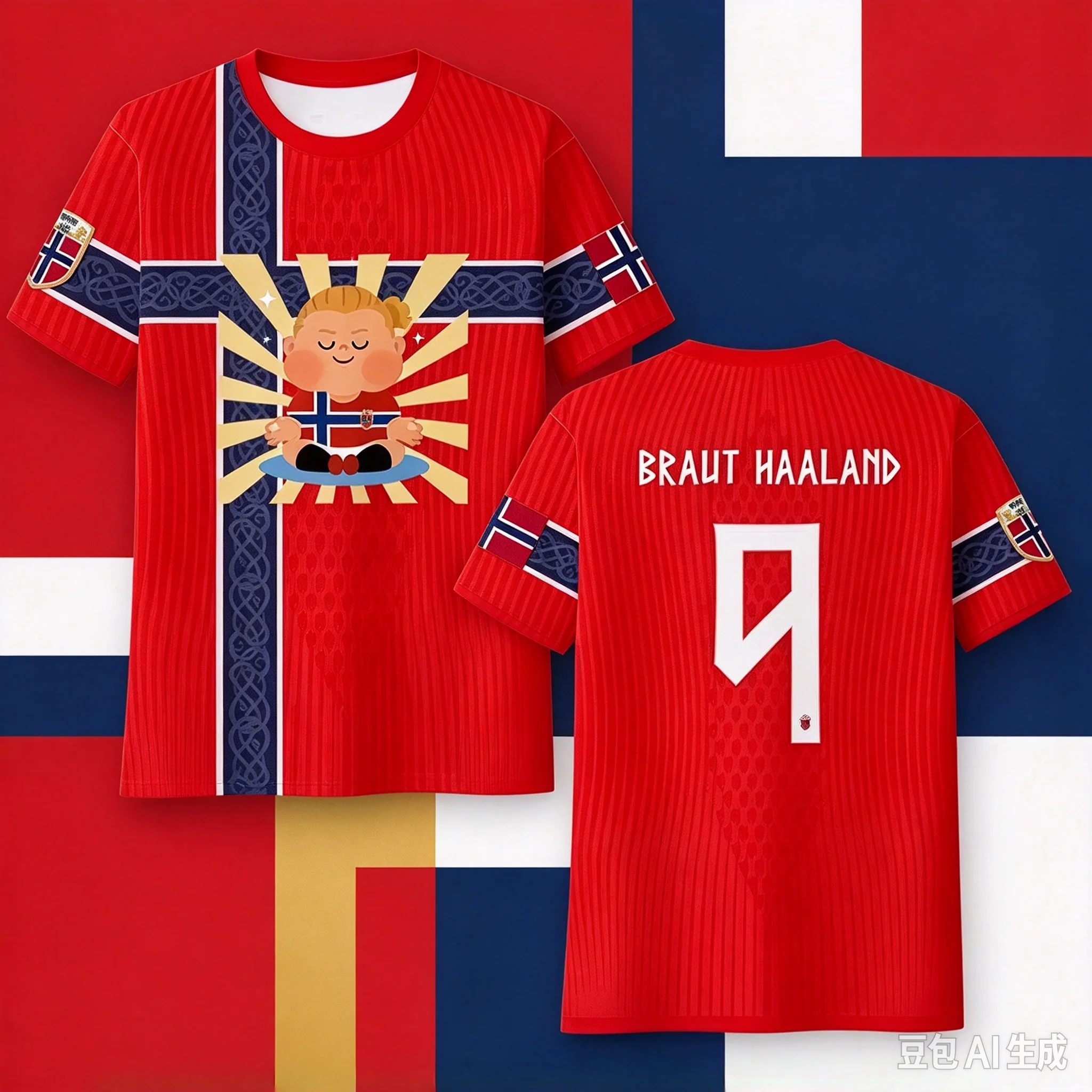 Haaland Norway National Team Fan T‑Shirt, Quick‑Dry Ice‑Silk Short‑Sleeve Unisex Casual Football Supporter Tee Men Women Summer