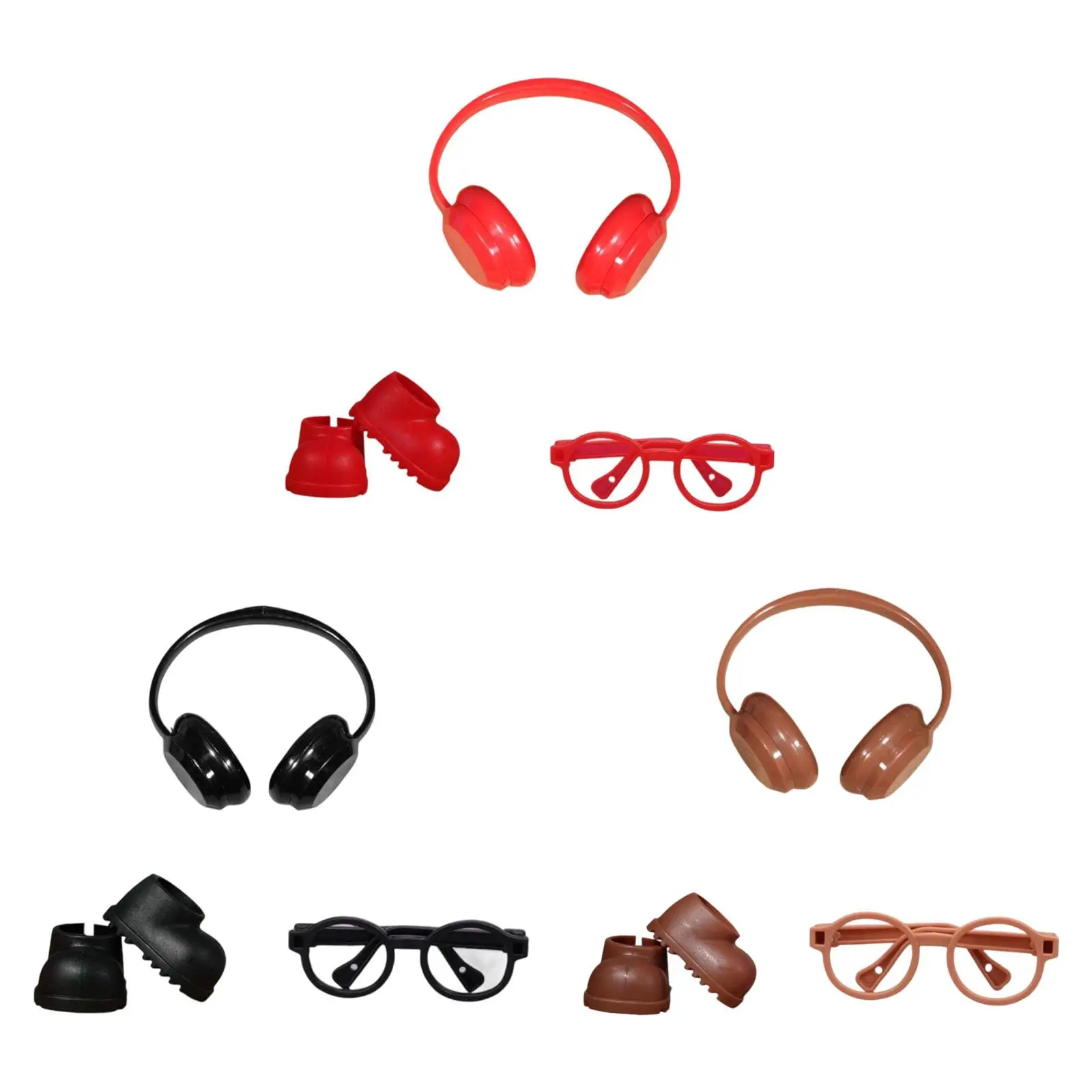 Mini regenlaarzen kostuums elegant doe-het-zelf handgemaakt met hoofdtelefoon bril pop aankleedspeelgoed pop korte schoenen voor 6,69 inch pop