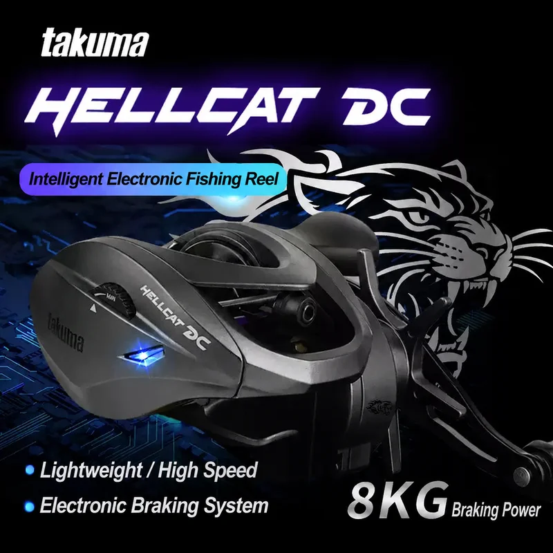 Takuma Hellcat Dc Baitcasting Reel Smart Electronic Brake 8kg Max Drag Light Weight High Gear Ratio Long Casting Lure Fishing