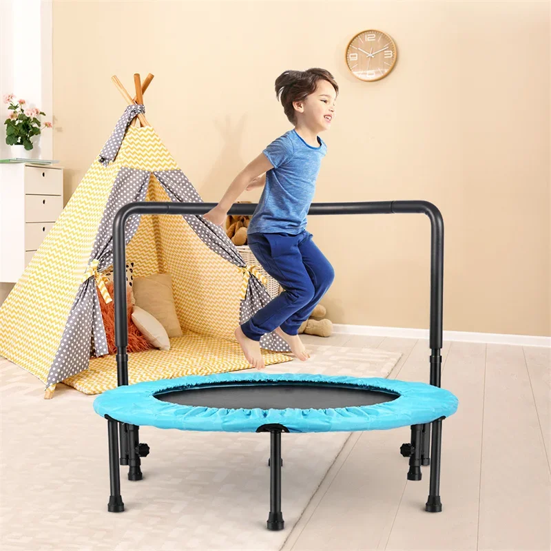 folding  36 Inch Trampoline with adjustable  Handle Children Elastic jump bed with cover mini trampolines