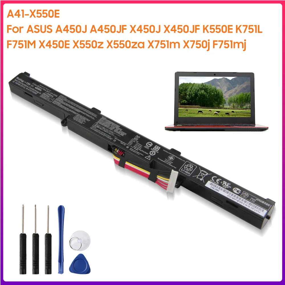 

Original Replace Battery A41-X550E For ASUS A450J A450JF X450J X450JF K550E X751M X750J F751MJ K751L F751M X450E X550Z X550ZA