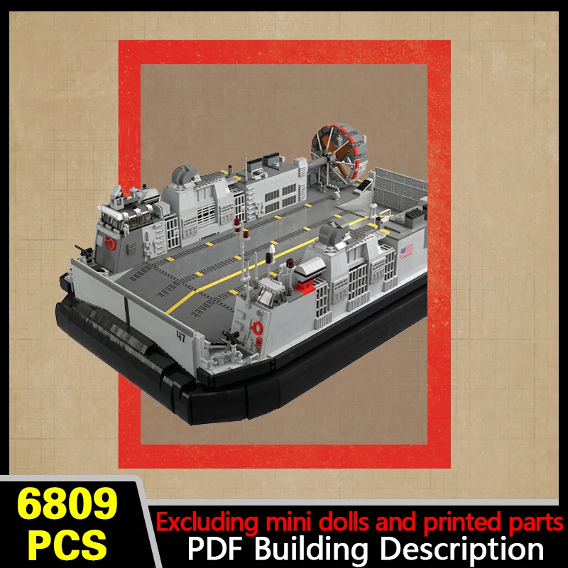 Landing Craft Air Cushion Model MOC Building Bricks War Equipment Modular Technology Gifts Holiday Assemble Children Toys Suit