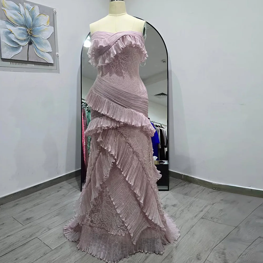 

Customized Sweetheart Evening Dress High Quality Lace Mermaid Celebrity Gowns Elegant Zipper Back Bespoke Occasion Dress