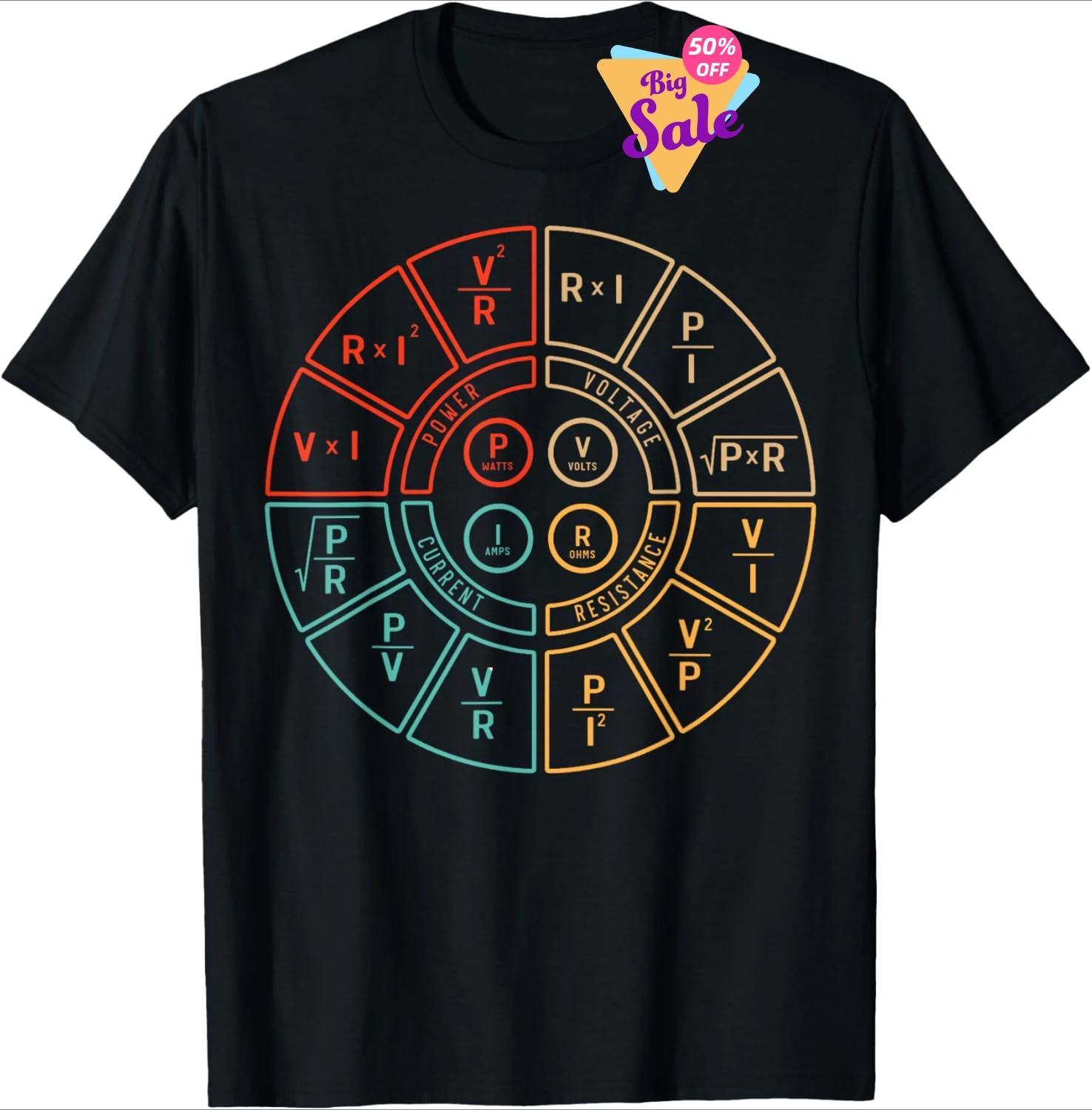 Ohms Law Diagram for Electrical Engineer T-Shirt 100% Cotton O-Neck Short Sleeve Summer Casual Mens T-shirt Streetwear.