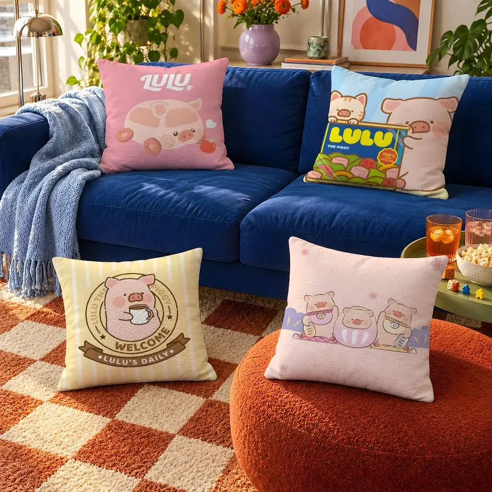 Character LULU the Piggy LuLuLand Cushion Cover Throw Pillow Soft Short Plush Cozy Durable Colorfast For Sofa Bedroom Home Decor