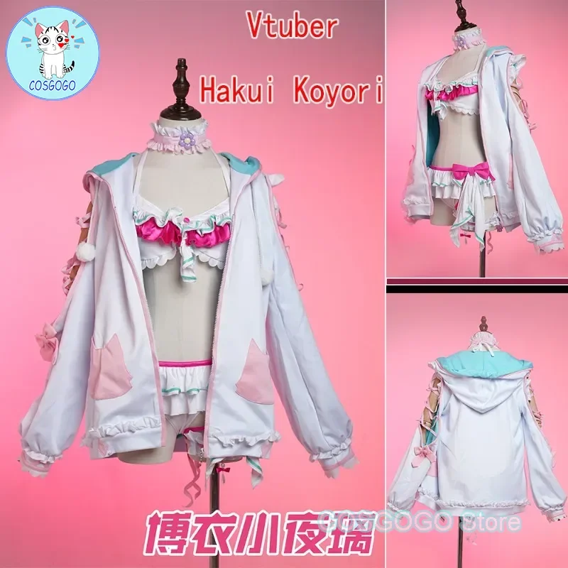 COSGOGO Vtuber Hakui Koyori Women Cosplay Costume Cos Game Anime Party Uniform Hallowen Play Role Clothes Clothing