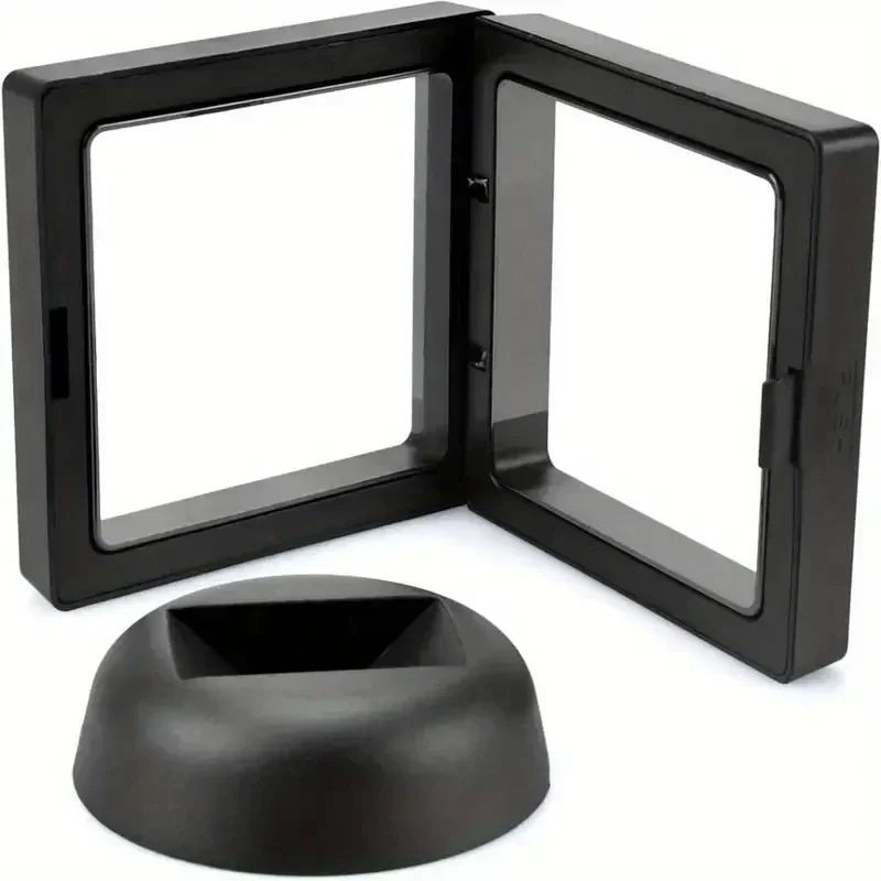2026new model black square 3d floating frame display stand jewelry accessory challenge coin storage hanger box for home decor