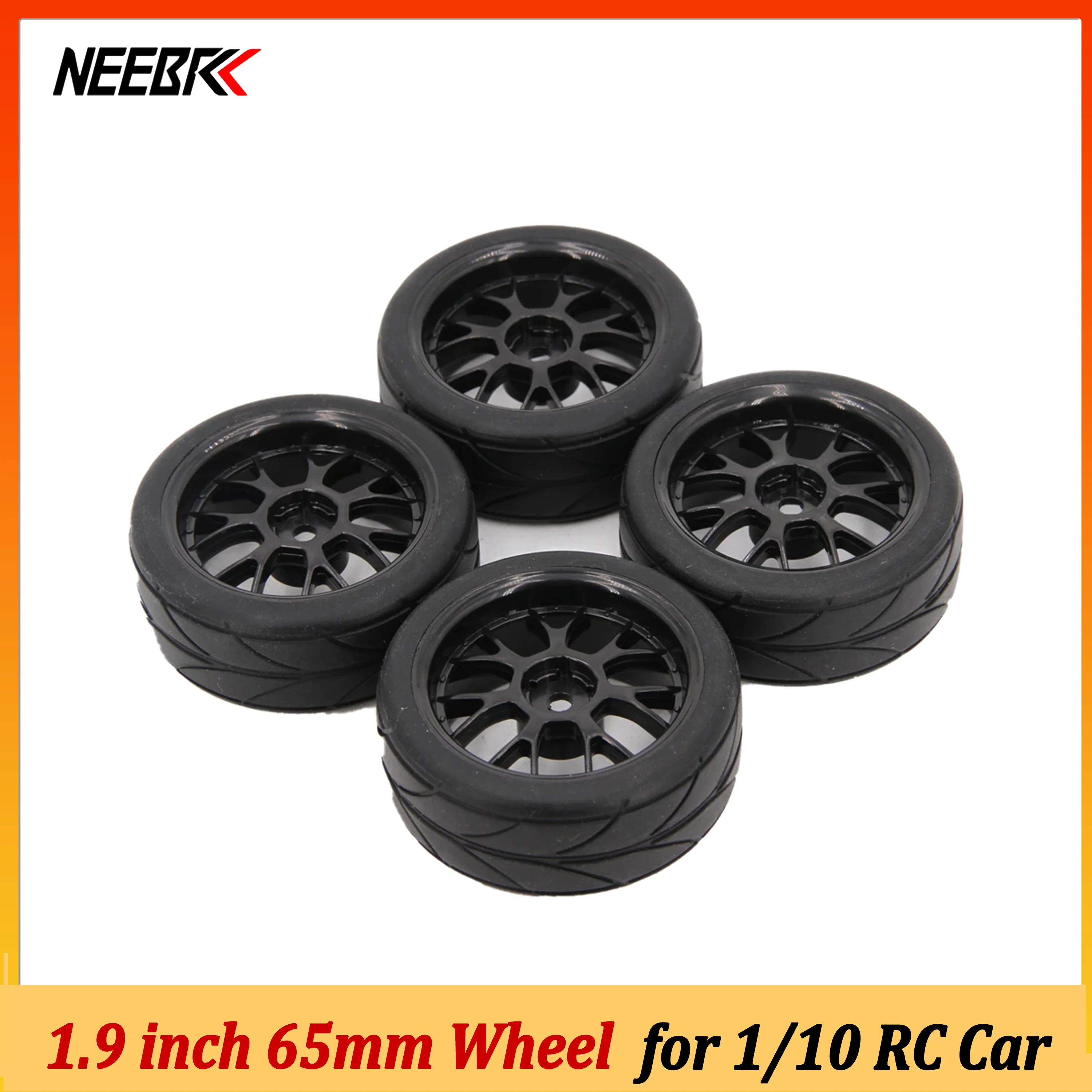 NEEBRC 4Pcs 1.9inch 75mm Off Road Buggy Tires Wheel 12mm Hex Hubs Rubber for 1/10 1/14 RC Car Truck 144001 Wltoys Scx10 Traxxas