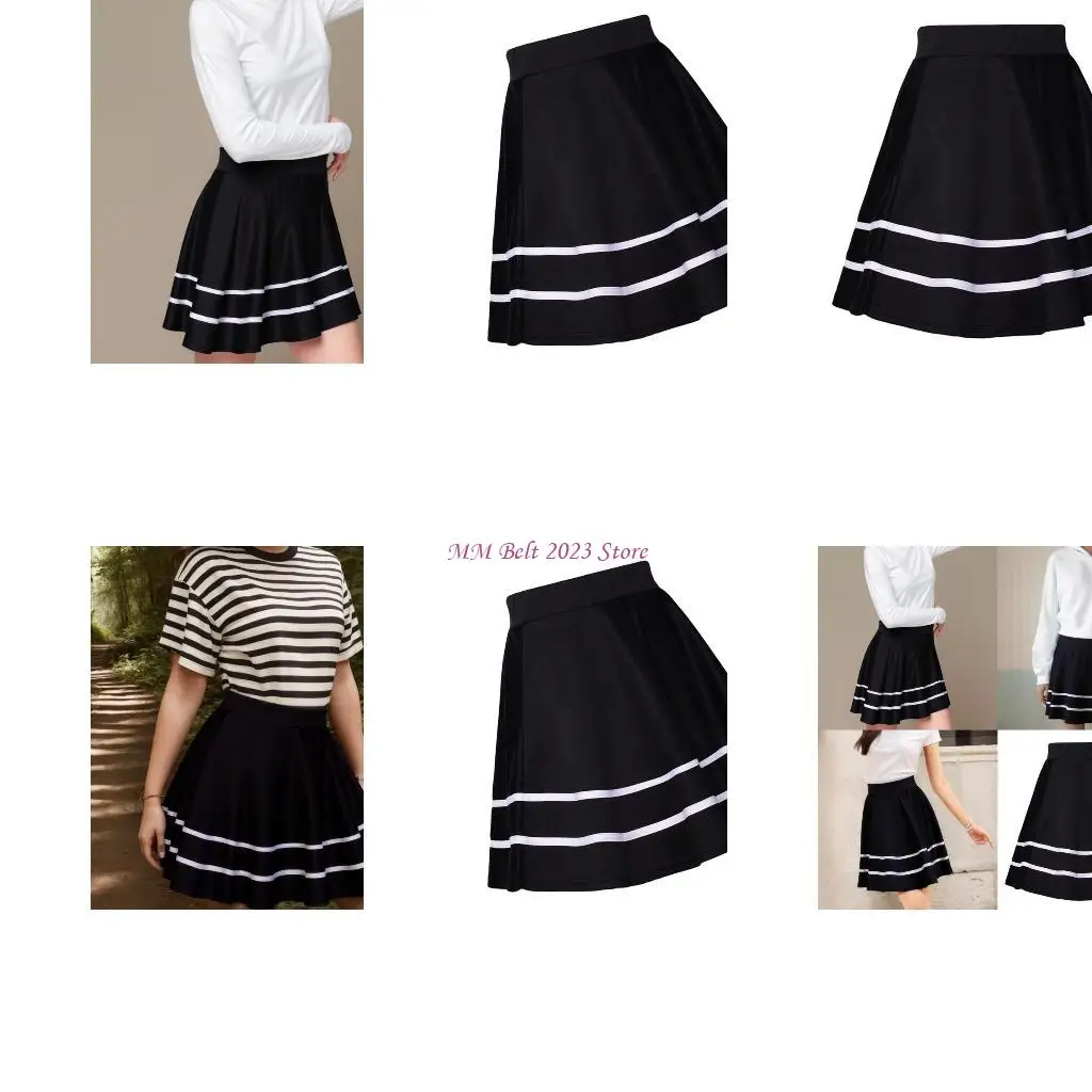 

49ME Breathable A Line Skirt in Black and White Short Dress for Travel or Work