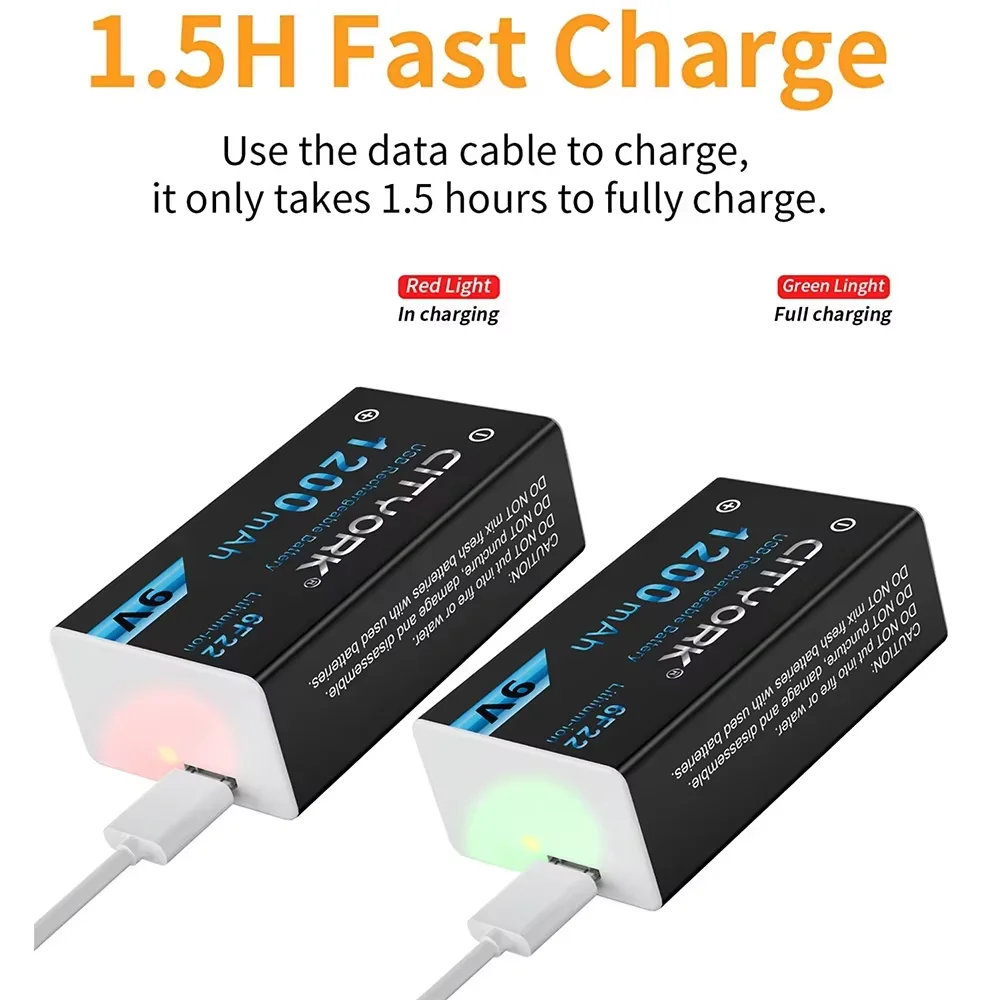 9V Li-ion Rechargeable Battery 9 Volt 6F22 Ni-MH Ni MH 9V Crown Battery Replacement For Multimeter KTV Microphone Smoke Detector