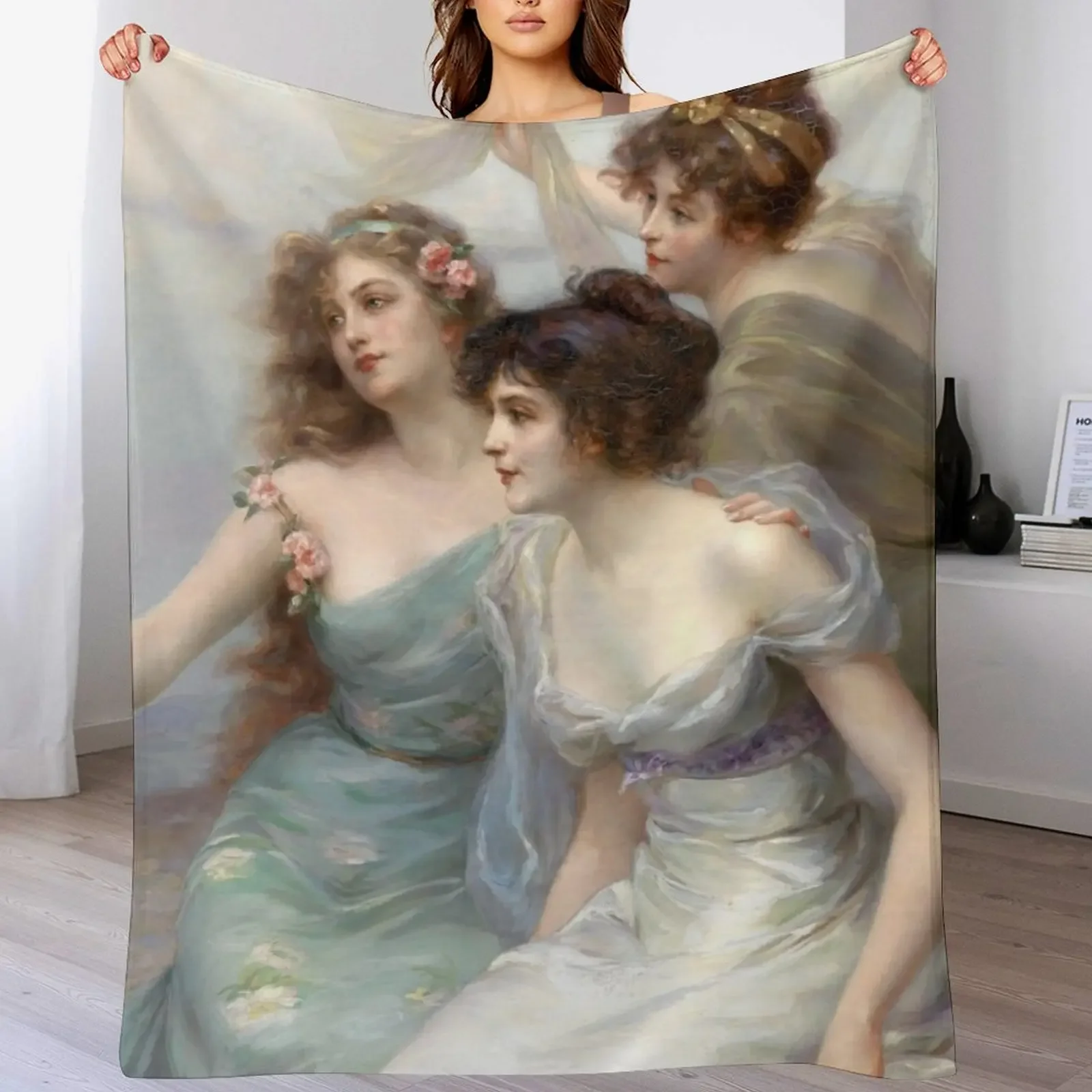 

Detail of The Three Graces by Edouard Bisson Throw Blanket Blankets For Baby Heavy Sofas Luxury Designer Blankets