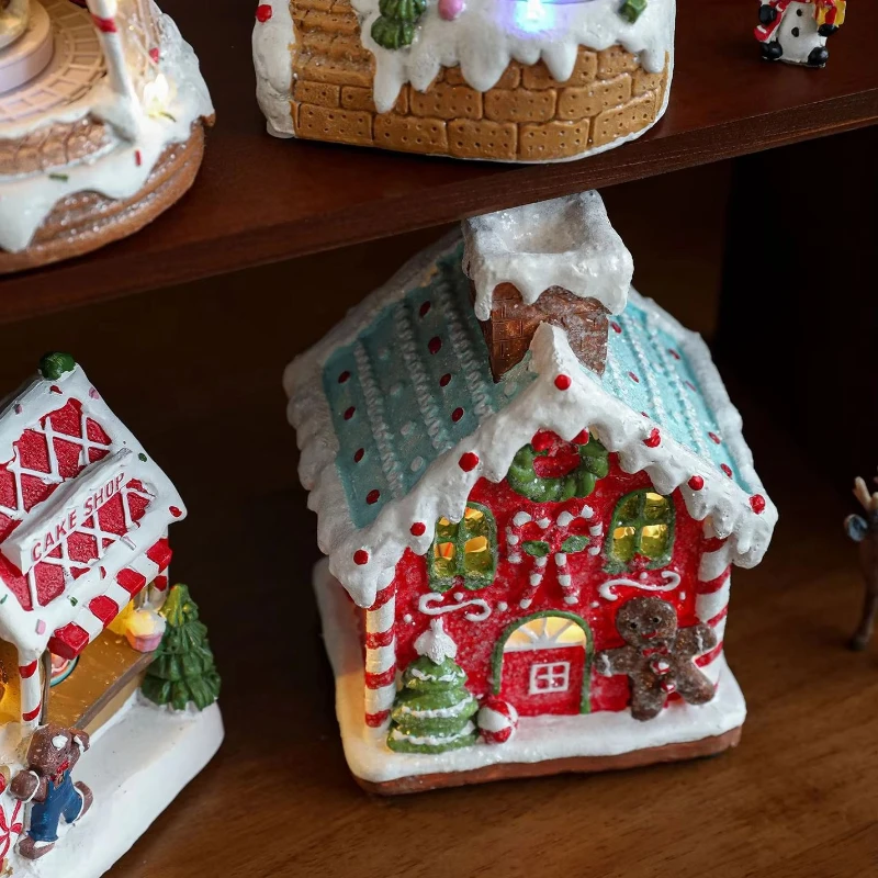 Snow House Craft Revolving Music Box Tabletop Ornament, Santa & Christmas Tree, Plays Festive Christmas Tune
