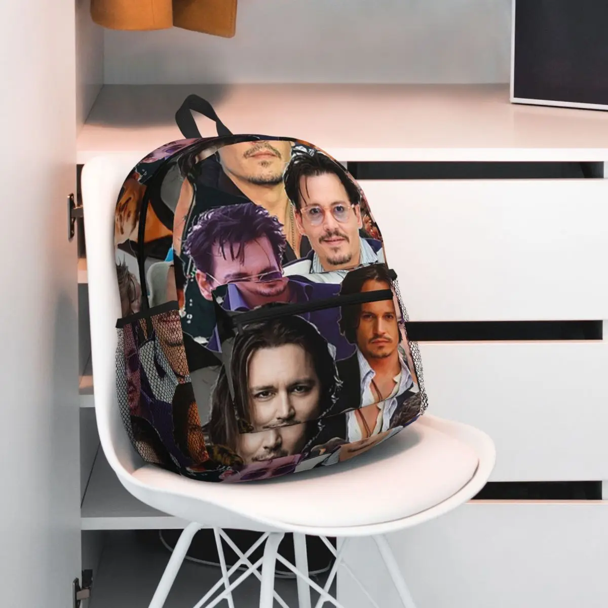 Johnny Depp Photo Collage Backpack Student BookBag Children School Bag Laptop Shoulder Bags for Men Women