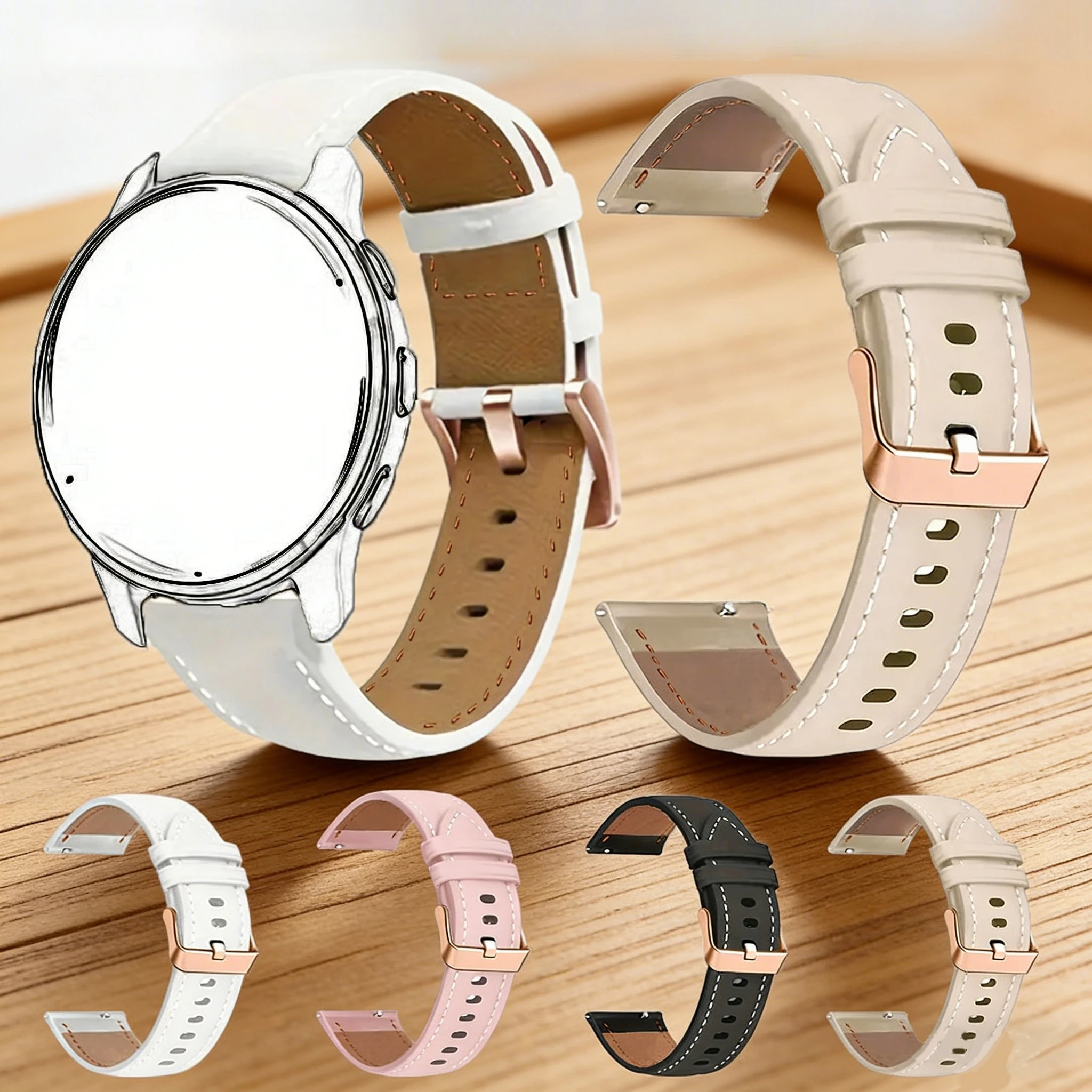 18 mm 20 mm PU-Leder-Uhrenarmband für Garmin Venu 4 2 Plus/sq2/Vivoactive 3 3S 4S Forerunner 245 645 158 Smart-Armband