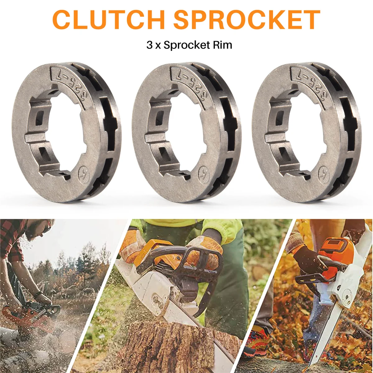 ABLK 3 шт., детали инструментов, металлическая запасная часть для бензопилы, звездочка для цепной пилы, обод Power Mate 325-7 для замены бензопилы