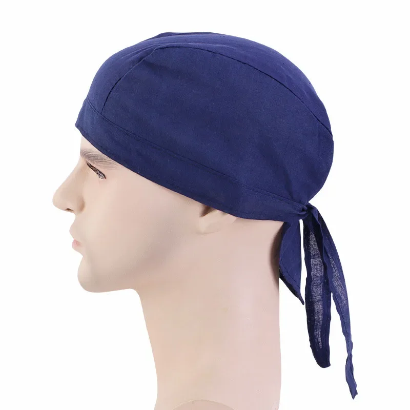 

Unisex Women Men Bandana Hat Cotton Unisex Durag Solid Color Breathable Chemo Turban Fashion Headwrap Headwear Pirate Head Scarf