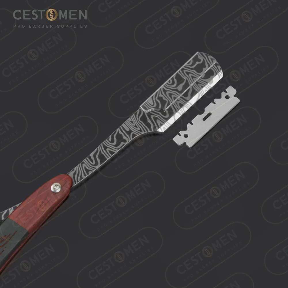 CESTOMEN Fold manico in legno Premium acciaio inossidabile lama singola rasoio taglio dei capelli gola uomini barba rasatura rasoio dritto coltello