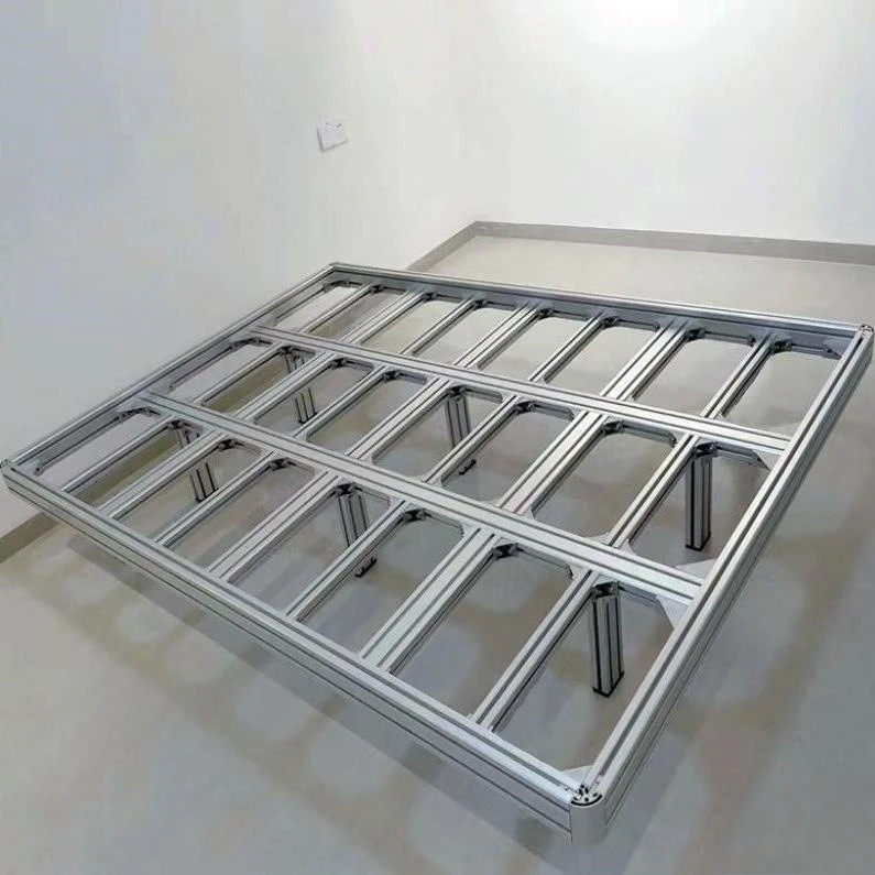 Master bedroom double bed simple no bedside aluminum profile frame aluminum tatami row skeleton suspended bed