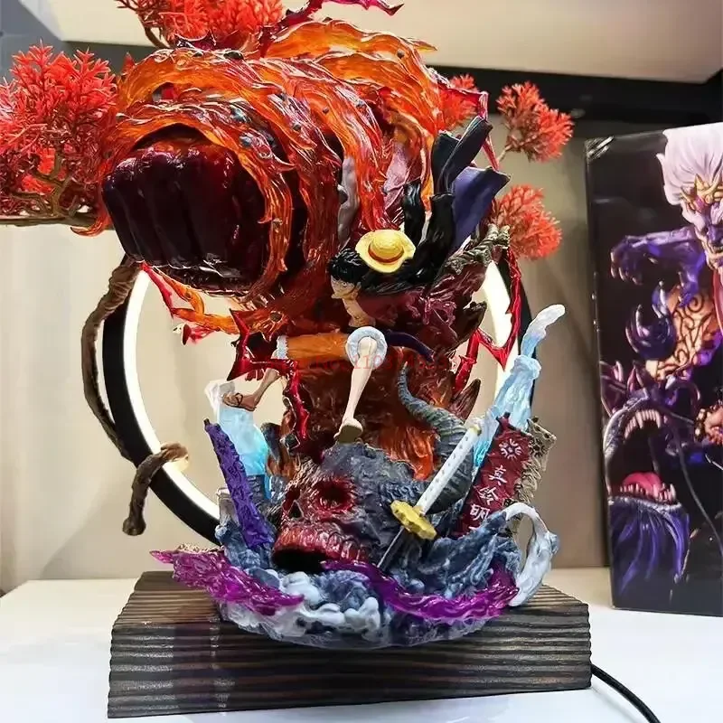 Hot One Piece Gk Anime Figur Ruffy mit LED Spielzeug Gear 3 Figur Red Roc PVC Statue Sammlerstück Modell Dekoration Geburtstagsgeschenk