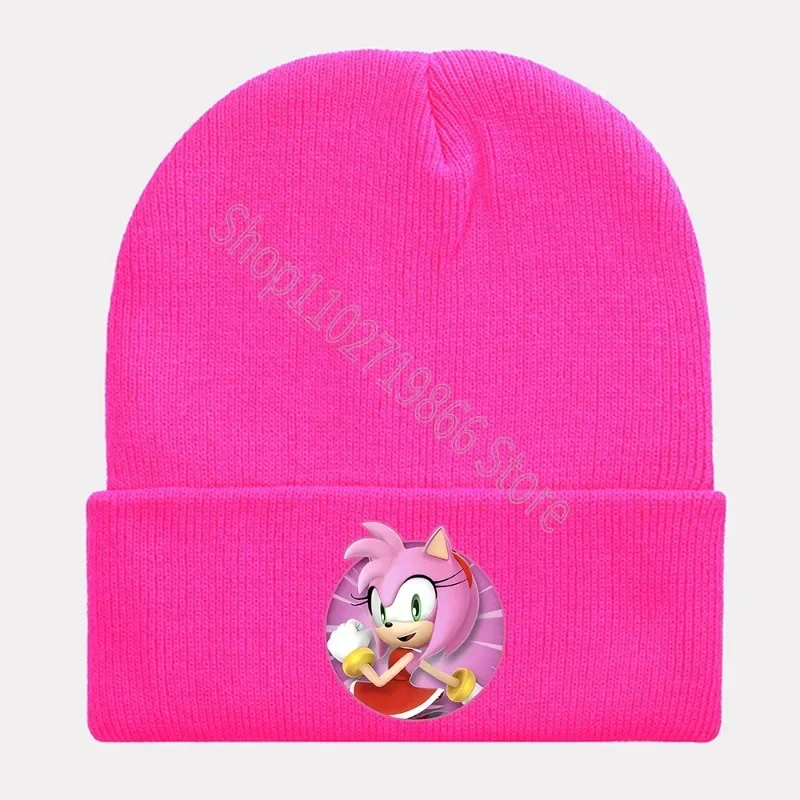 Sonics Cute Kids Knitted Hats Boys Girls Beanie Cartoon Anime Graphic Print Comfortable Warm Winter Bonnets Birthday Party Gifts