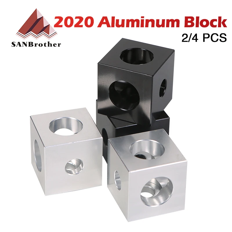 2/4Pcs 3D Printer Part 2020 Aluminum Block Cube Prism Connector Wheel Regulator Corner V Slot Three Way Connector For 3D Printer