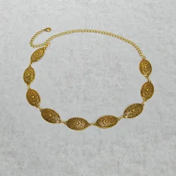 Fashion Gold Chain Belt Female Waist Adjustable Desinger Belts For Women High Quality Luxury Flower Punk Metal Dress Waistband