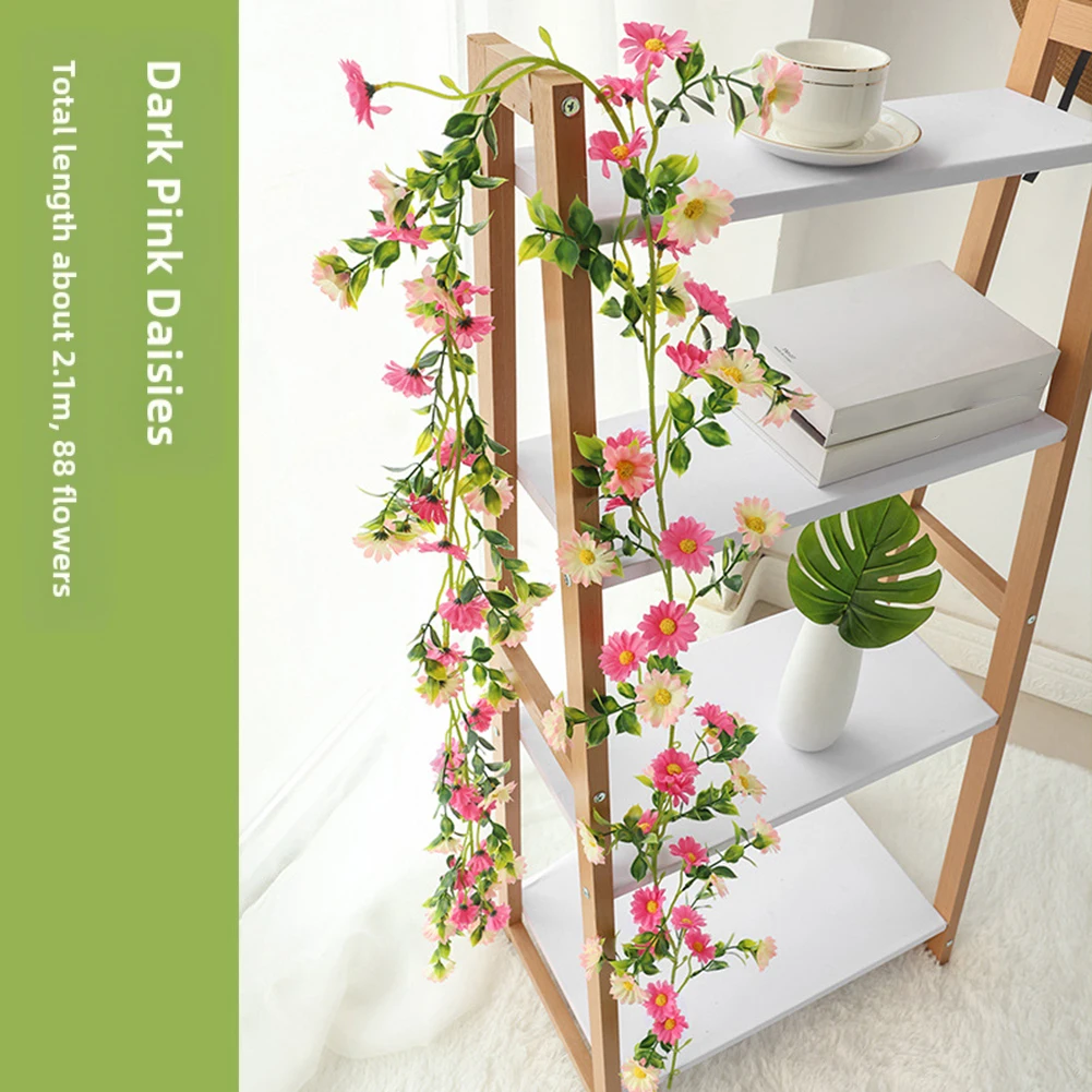 88 Flowers Artificial Daisy Sunflower Vine 2.1m Silk Fake Flower Garland For Home Wedding Event Wall Decoration Garden Decor