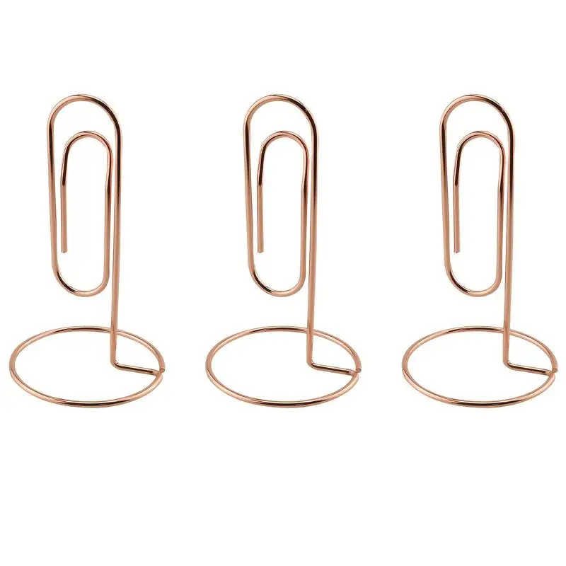 2pcs Rose Golden Paper Clip Memo Holders Elegant Curved Design Desk Organizer with Looping Clips Durable Metal Finish for Office