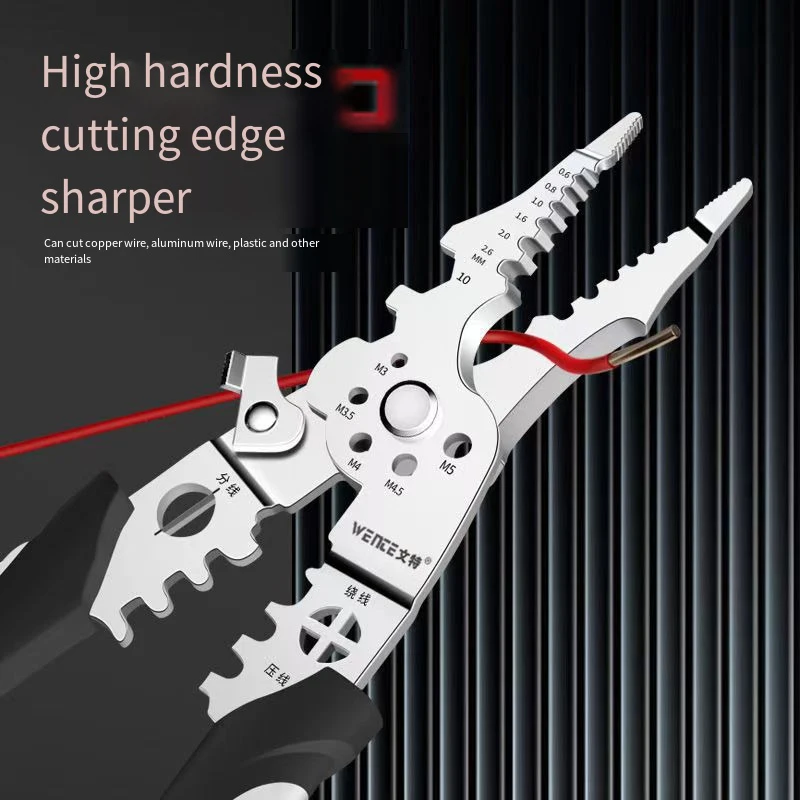 Multifunctional 2024 New Electrical Wire Stripping Pliers Splice Skin Peeling Wire Bending Imported Type Wire Winding Scissors